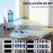 Climatizador 3 en 1 Depósito 3,8L con Ventilador Humidificador y Enfriador 3 Velocidades Temporizador y Mando a Distancia - A...